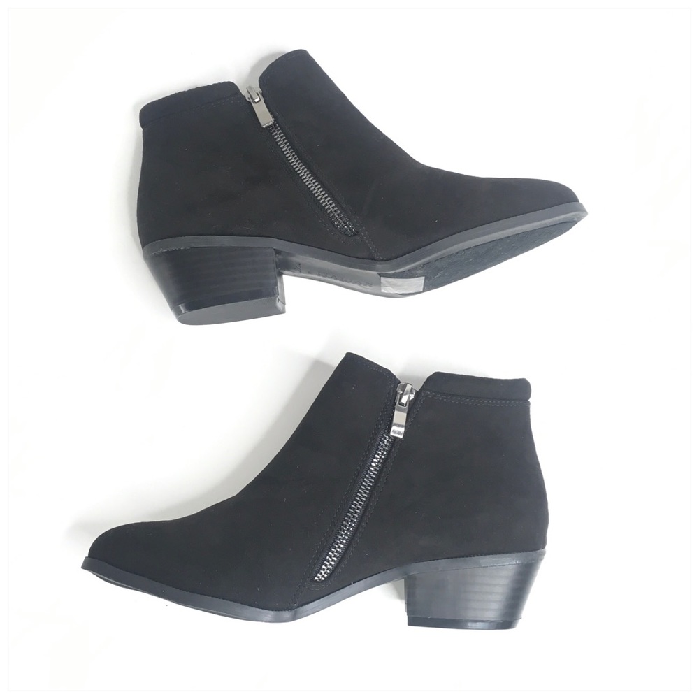 Black Ankle Booties with Double Zippers NEW Sz 8 - Picture 2 of 8